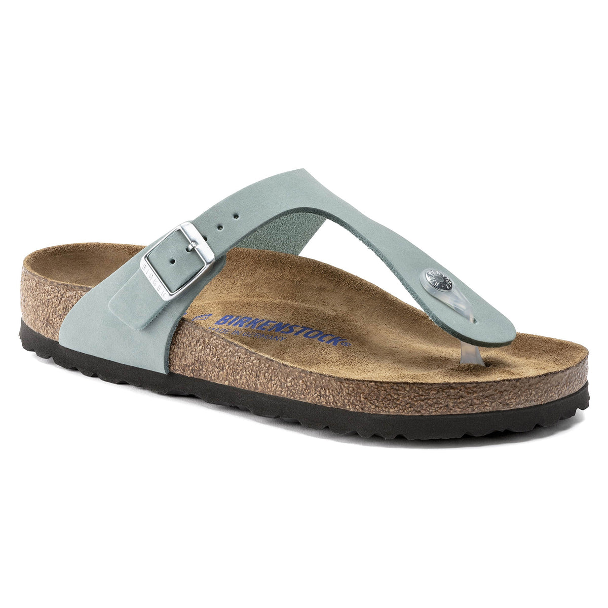 Birkenstock Gizeh Soft Footbed Nubuck Leather Sandals - Faded Aqua - 1021762 - Regular