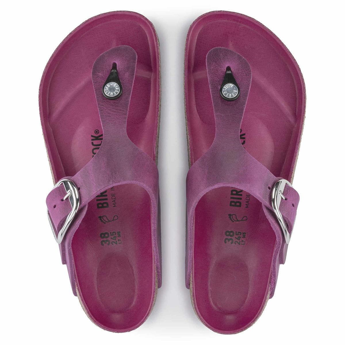 Birkenstock Gizeh Big Buckle Natural Oiled Leather Sandals - Festival Fuchsia - 1023295 - Regular