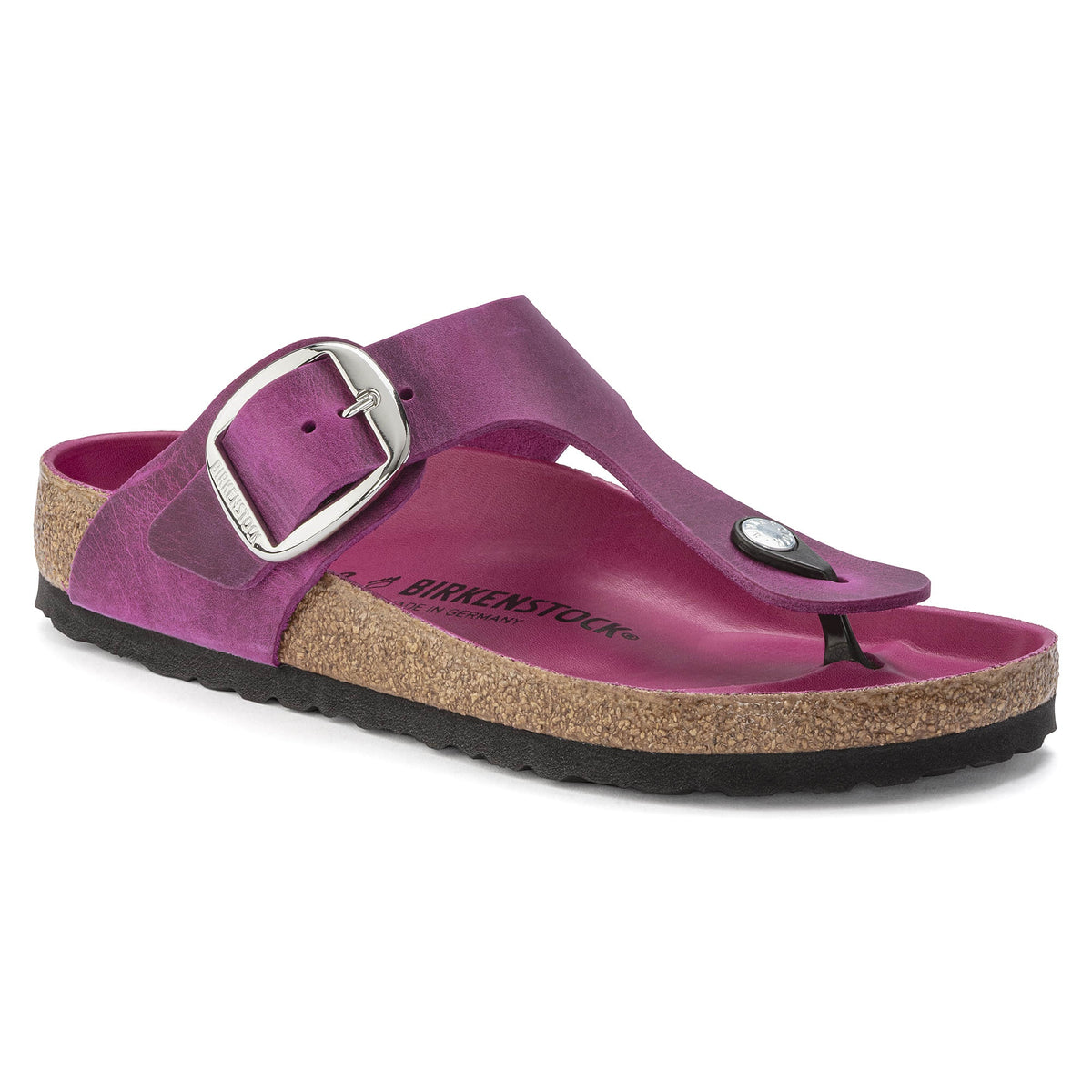 Birkenstock Gizeh Big Buckle Natural Oiled Leather Sandals - Festival Fuchsia - 1023295 - Regular