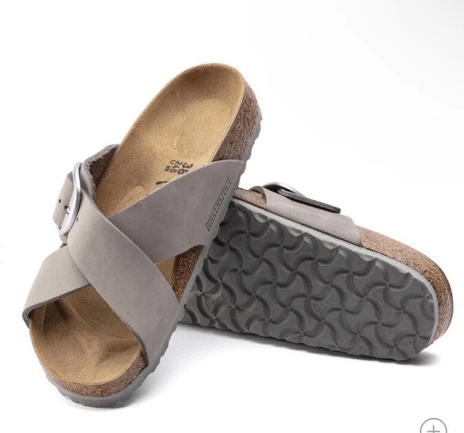 Birkenstock Siena Big Buckle Leather Sandals - Dove Gray - 1023573 - Narrow