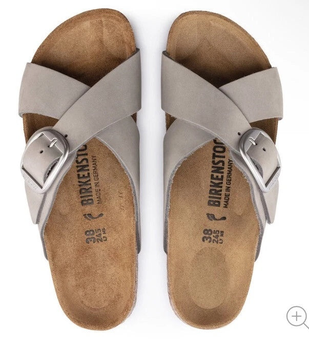 Birkenstock Siena Big Buckle Leather Sandals - Dove Gray - 1023573 - Narrow