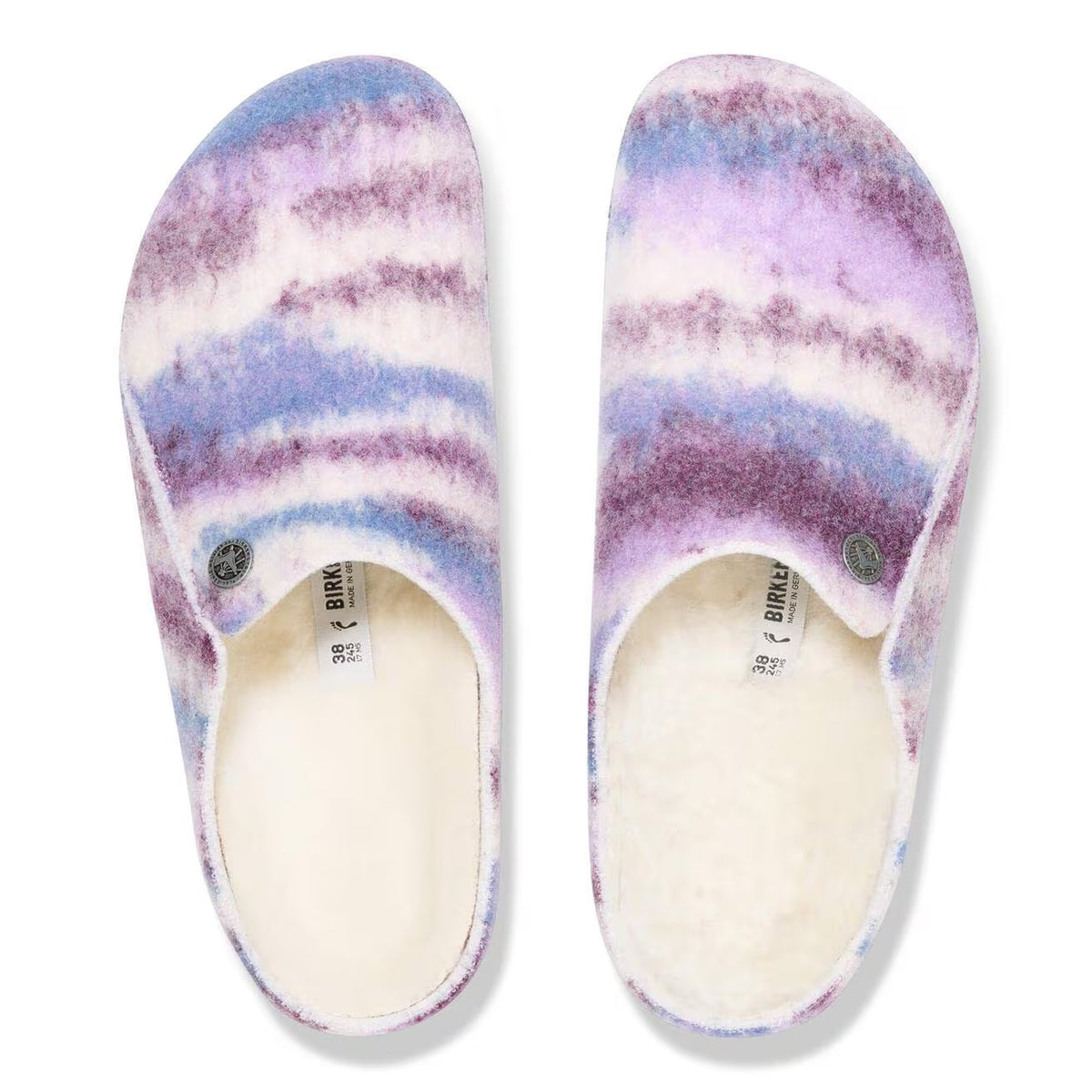 Birkenstock Zermatt Rivet Felt Clogs - Dyed Stripes Mauve - 1030848 - Narrow