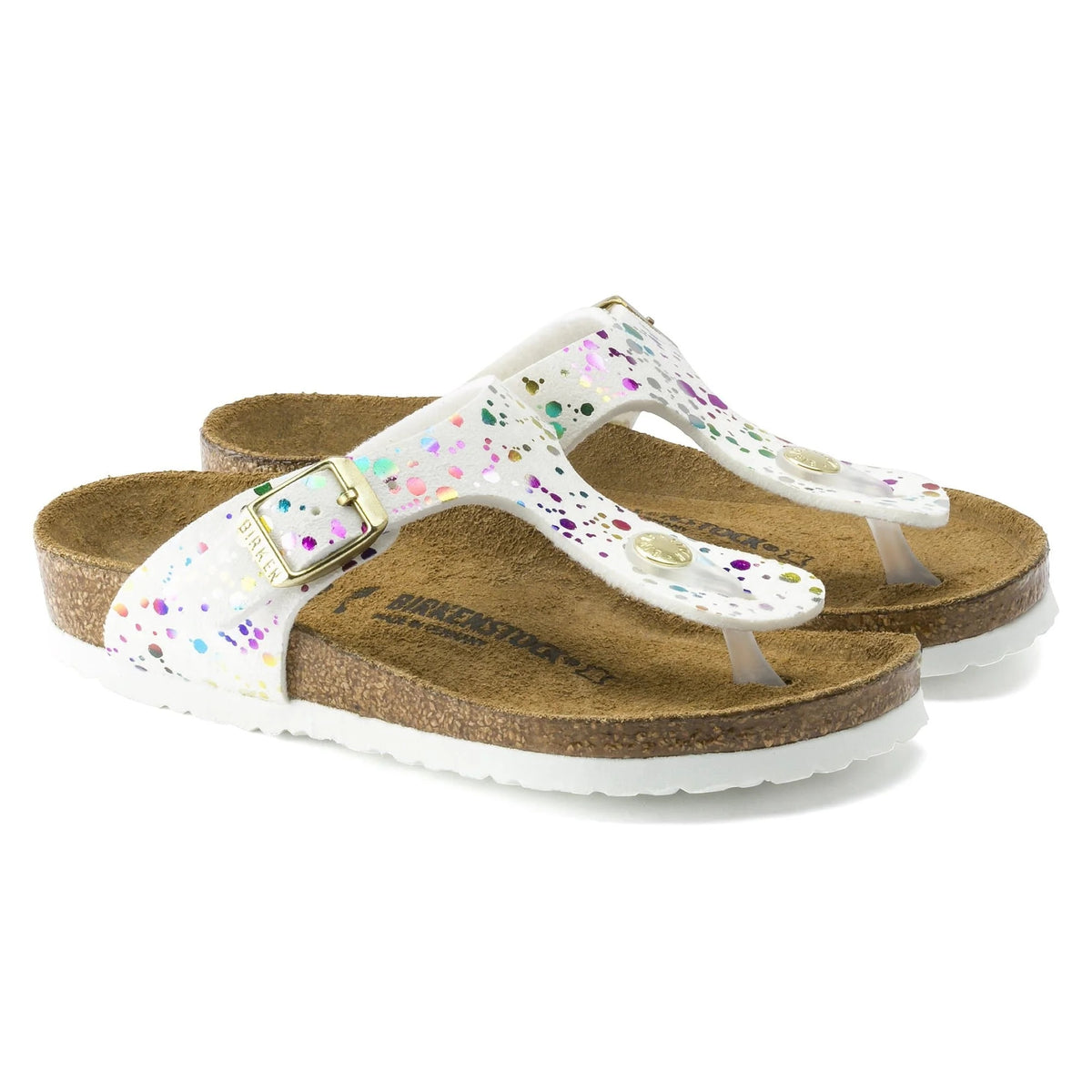 Birkenstock Gizeh Kids Microfiber Sandals - Confetti White - 1016013