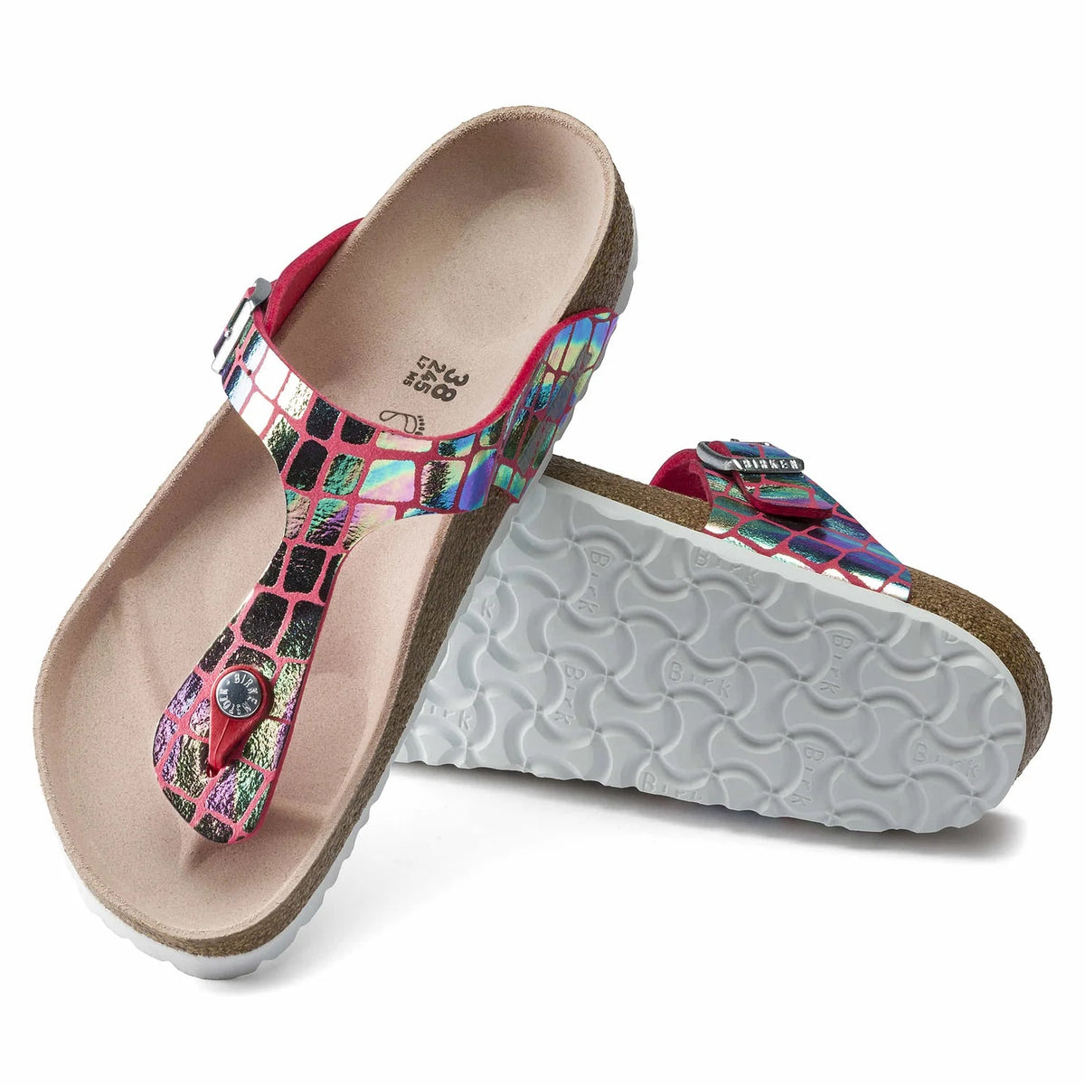 Birkenstock Gizeh Microfiber Sandals - Gator Gleam Raspberry - 1016239