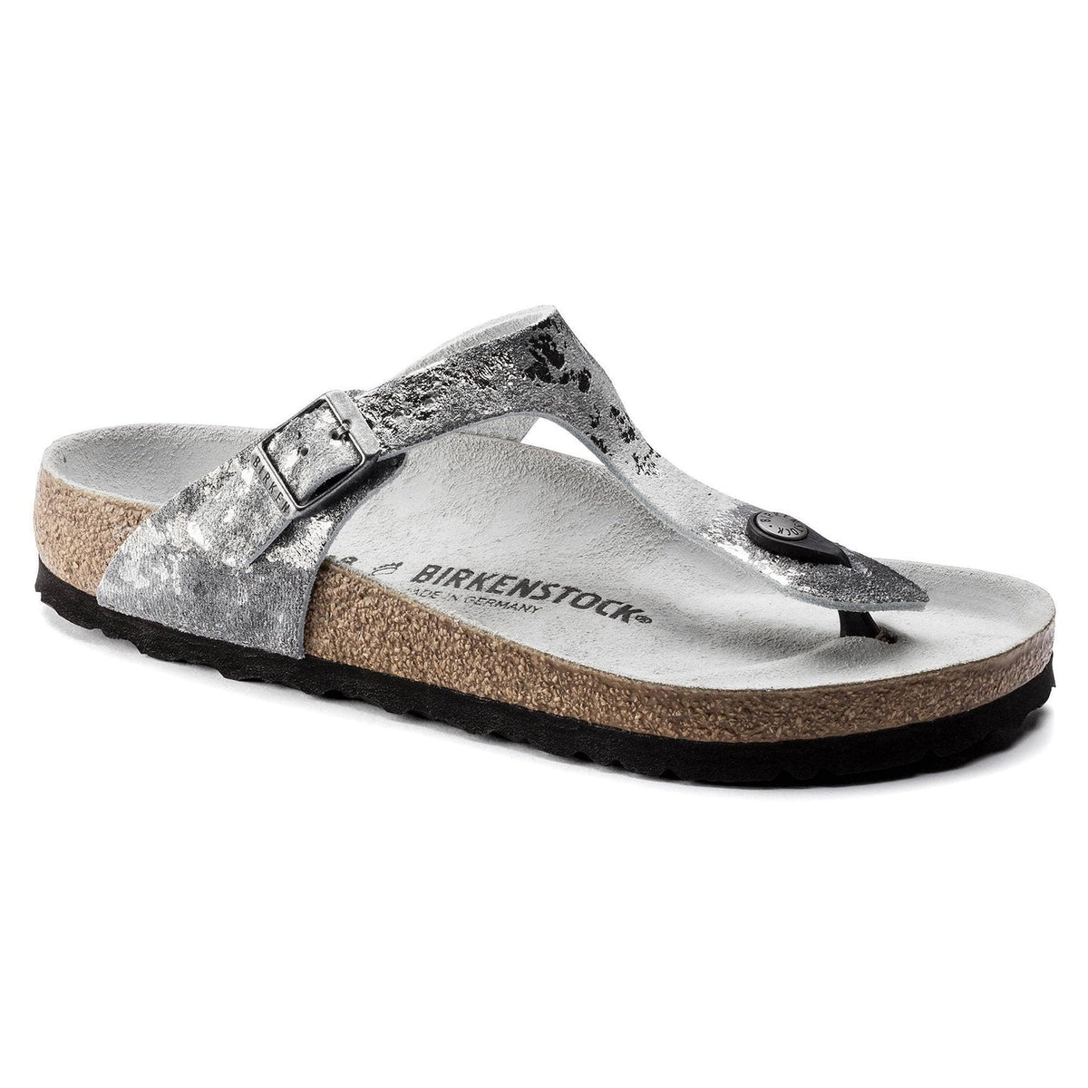 Birkenstock Gizeh Suede Leather Sandals - Vintage Metallic Gray Silver - 1016907 - Regular