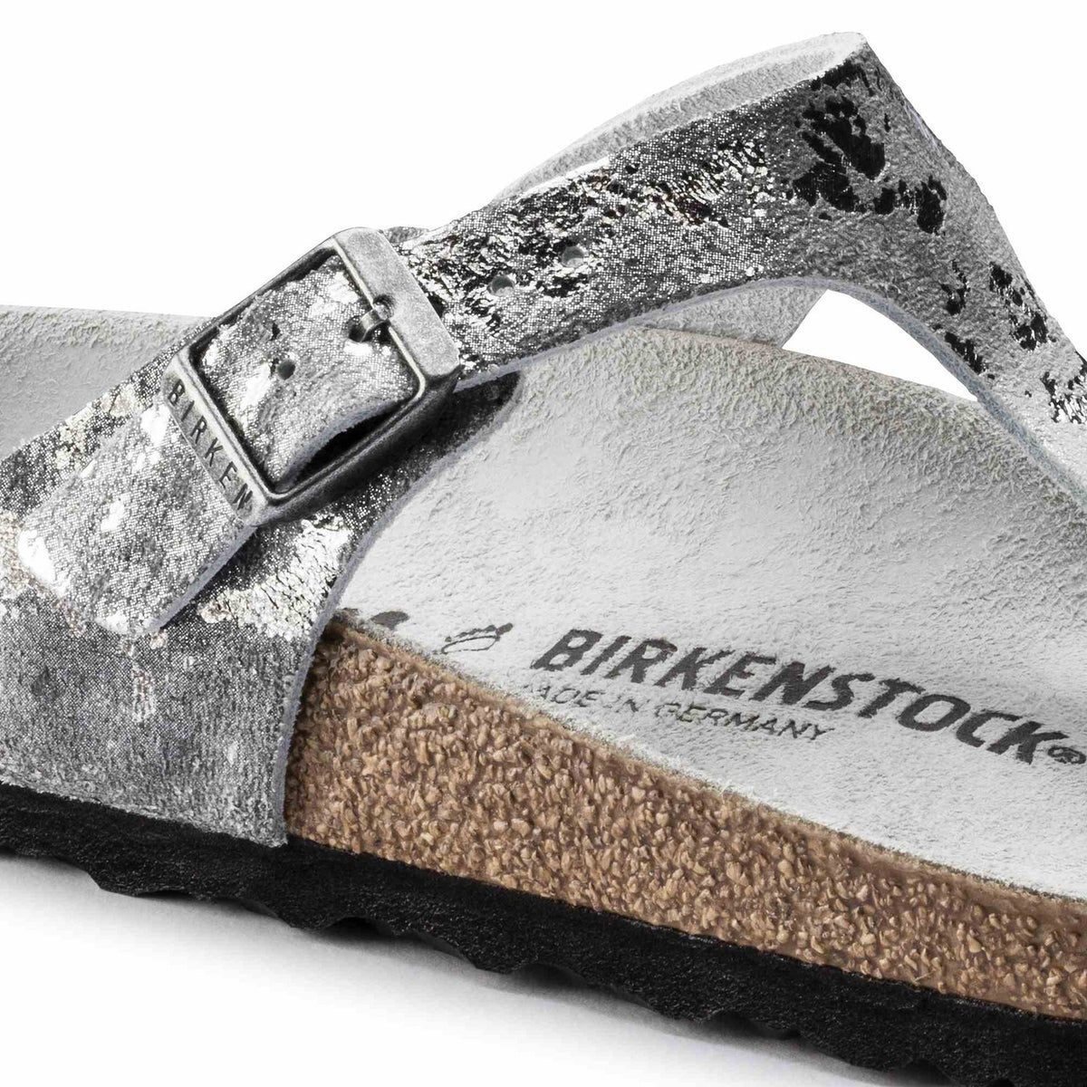 Birkenstock Gizeh Suede Leather Sandals - Vintage Metallic Gray Silver - 1016907 - Regular
