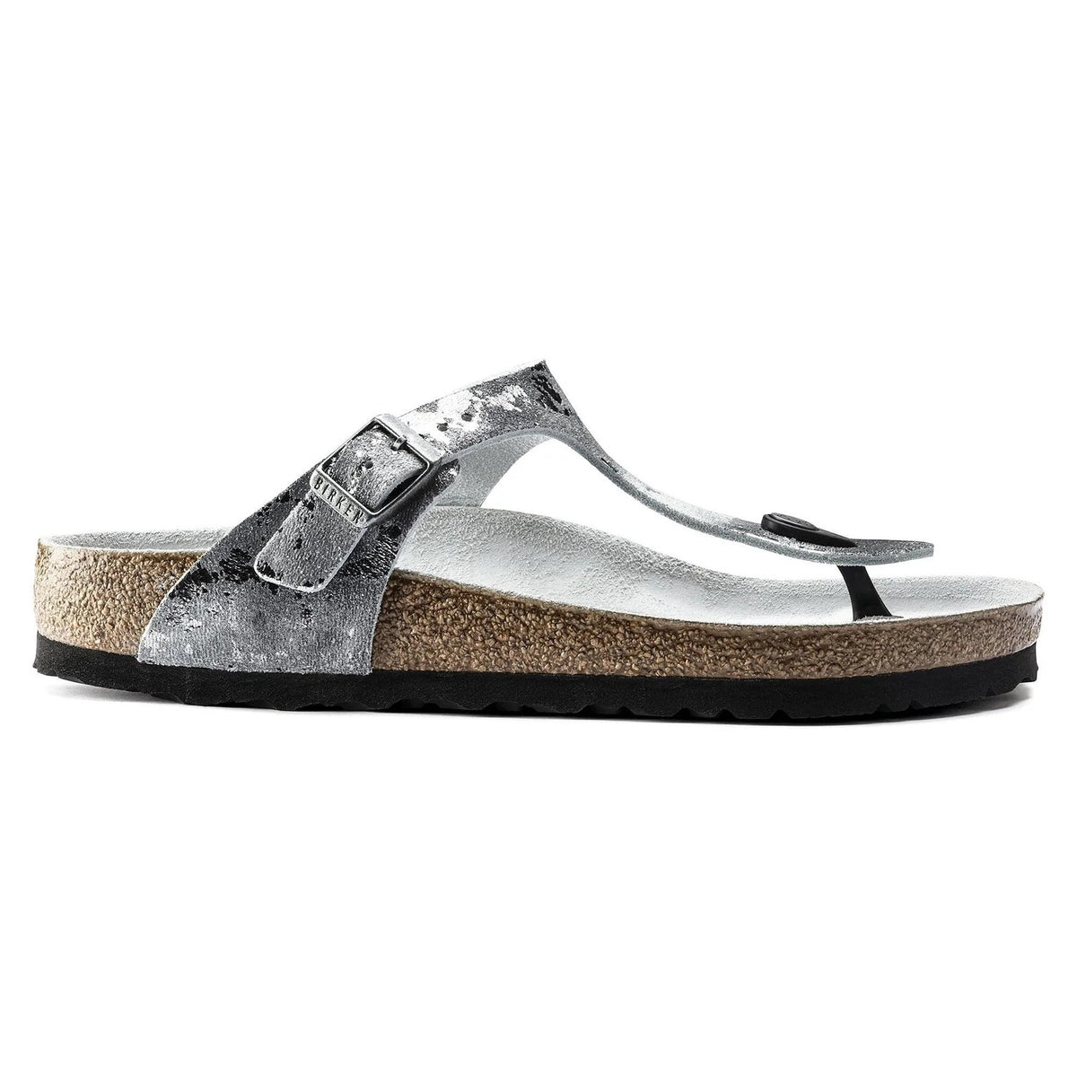 Birkenstock Gizeh Suede Leather Sandals - Vintage Metallic Gray Silver - 1016907 - Regular
