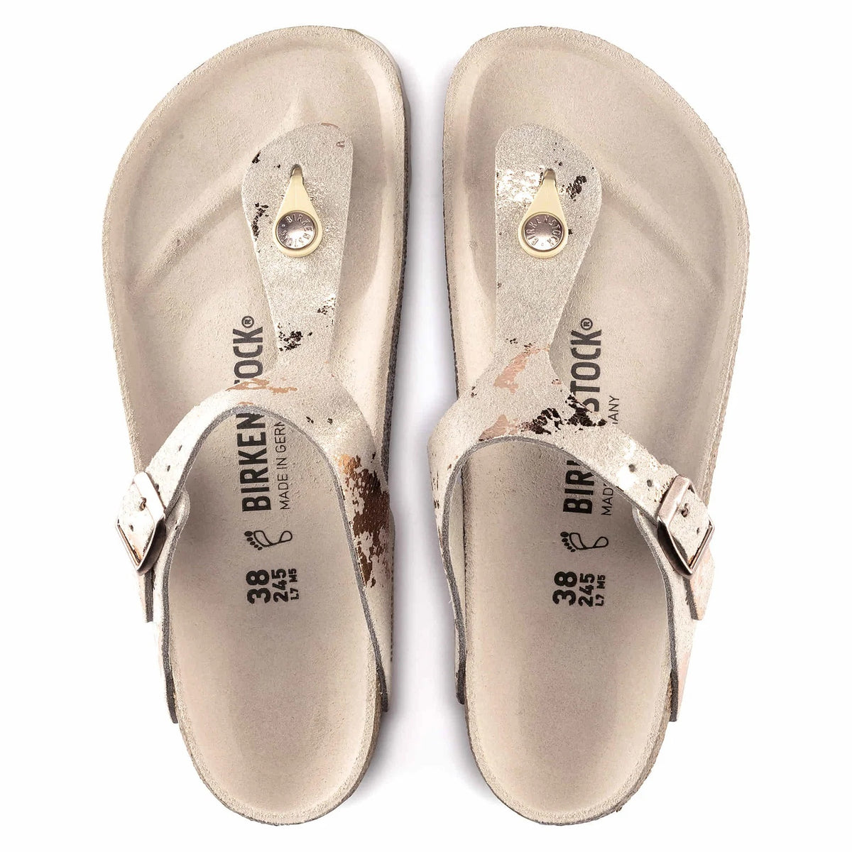 Birkenstock Gizeh Suede Leather Sandals - Vintage Metallic Rose Copper - 1016909 - Regular