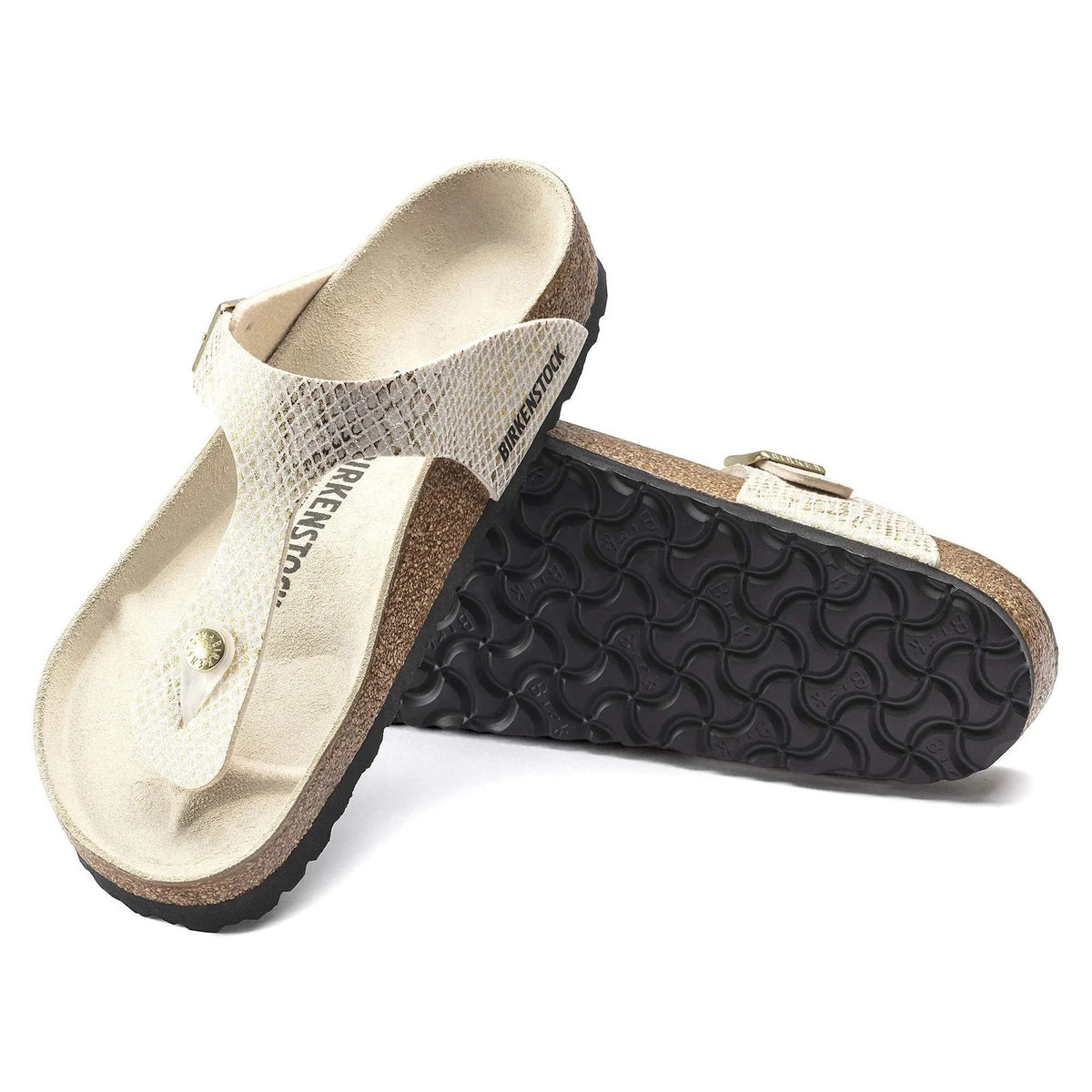 Birkenstock Gizeh Microfiber Sandals - Shiny Python Eggshell - 1018481 - Regular