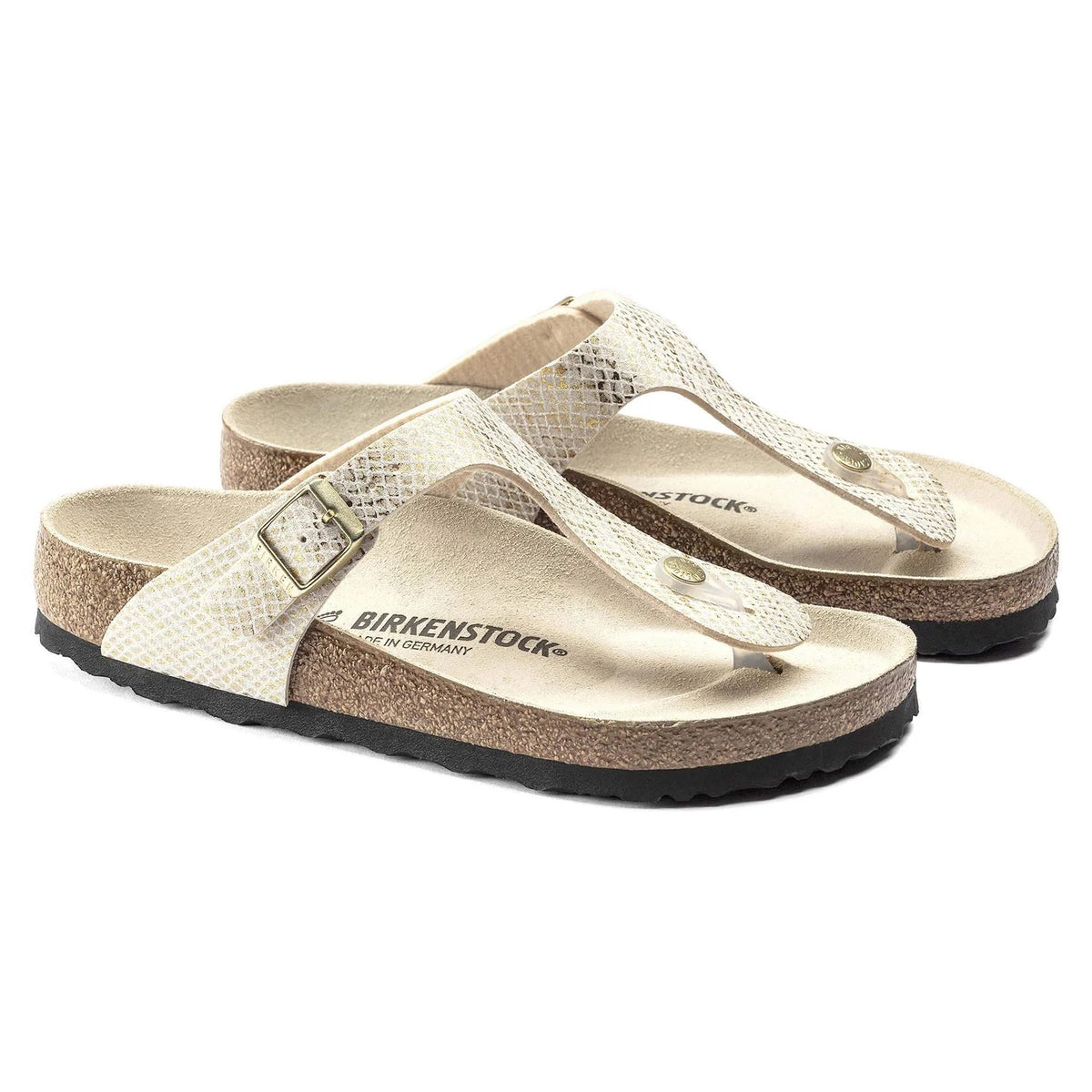 Birkenstock Gizeh Microfiber Sandals - Shiny Python Eggshell - 1018481 - Regular