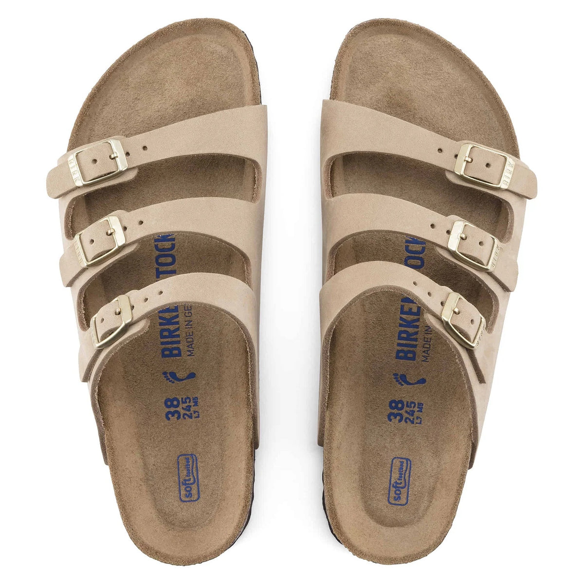 Birkenstock Florida Fresh Soft Footbed Nubuck Leather Sandals - Sandcastle - 1018762 - Regular