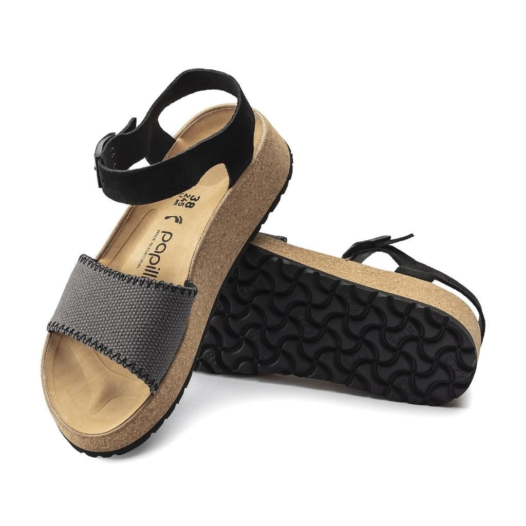 Birkenstock Glenda Suede Leather/Textile Sandals - Anthracite - 1019552 - Narrow