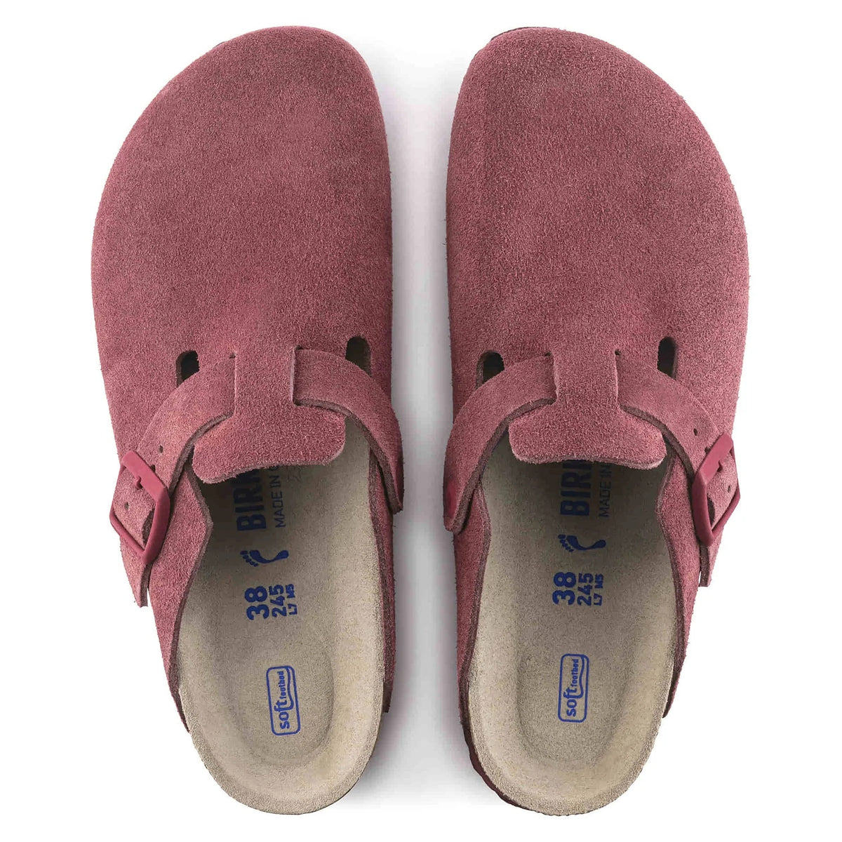 Birkenstock Boston Soft Footbed Suede Leather Clogs - Maroon - 1020534 - Narrow