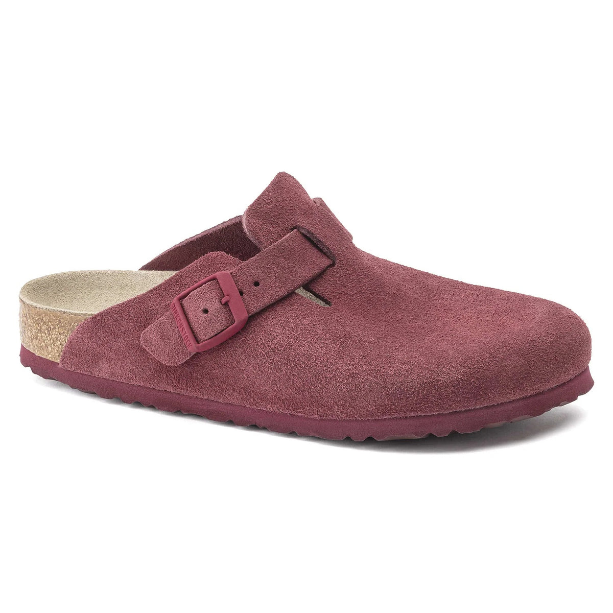 Birkenstock Boston Soft Footbed Suede Leather Clogs - Maroon - 1020534 - Narrow