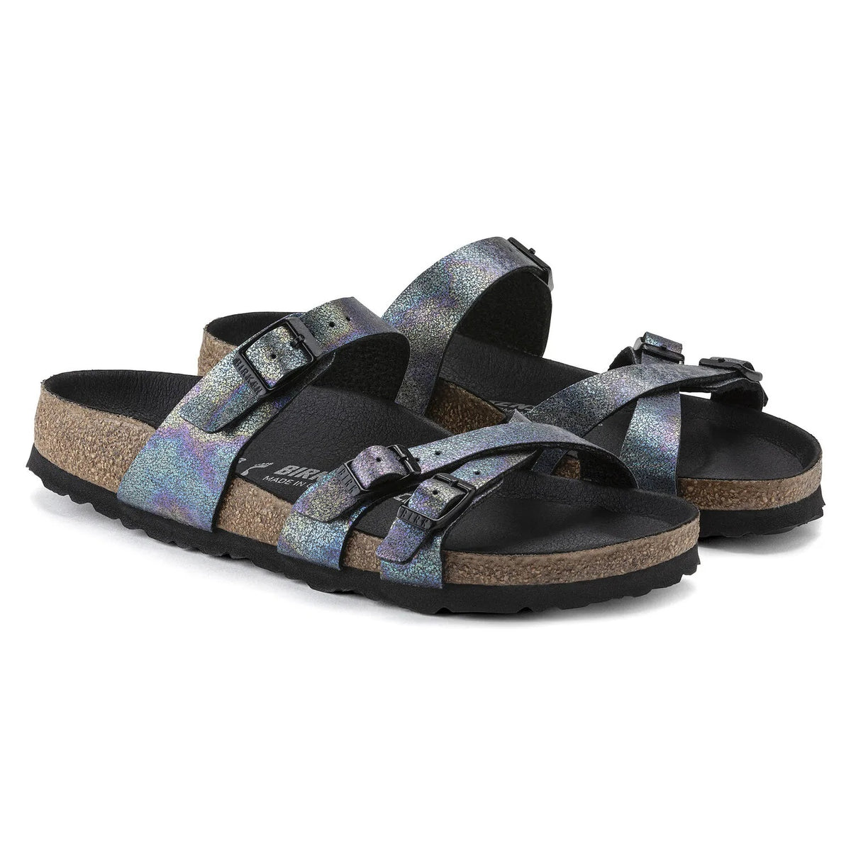 Birkenstock Franca Vegan Microfiber Sandals - Iridescent Black Microfiber - 1021262 - Regular