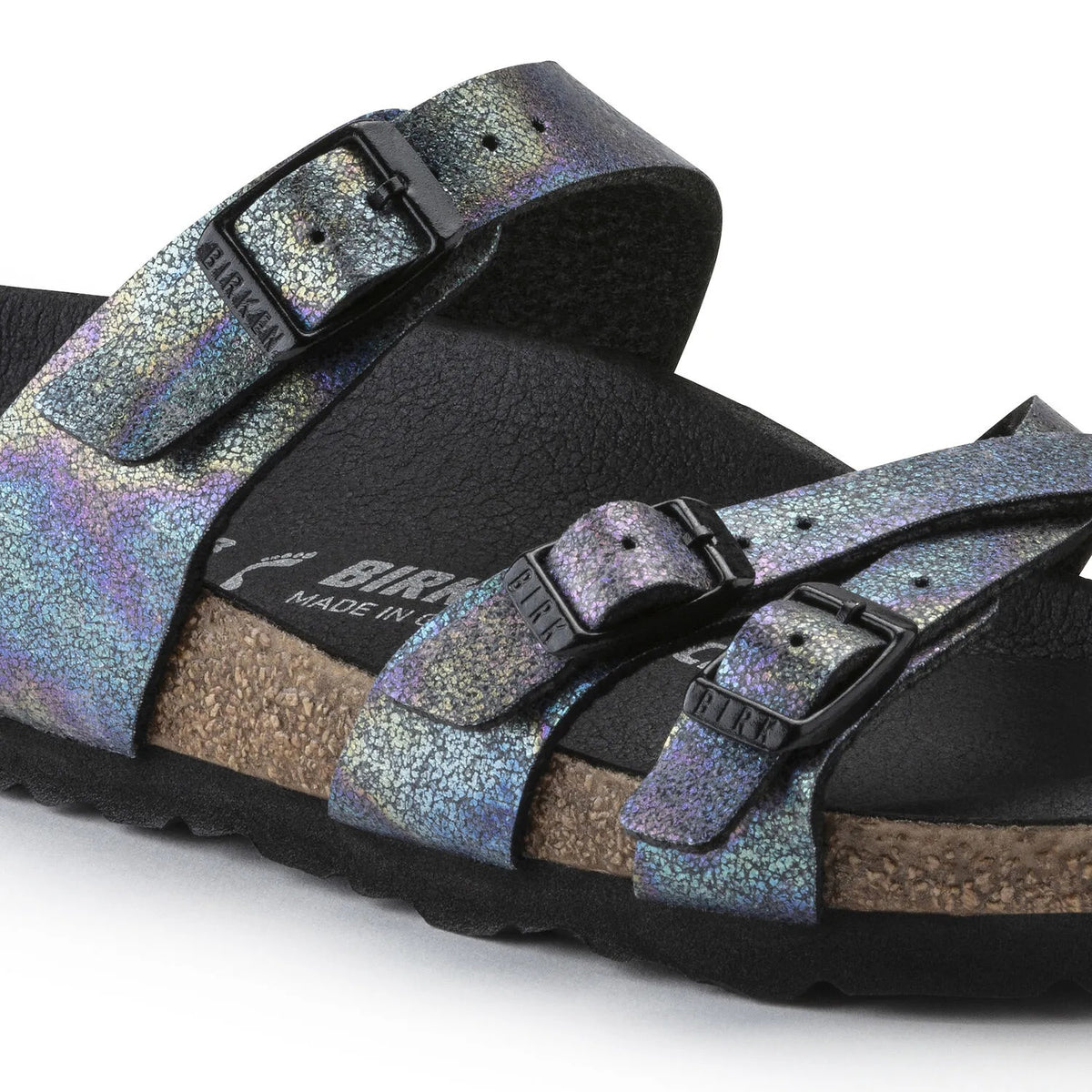 Birkenstock Franca Vegan Microfiber Sandals - Iridescent Black Microfiber - 1021262 - Regular