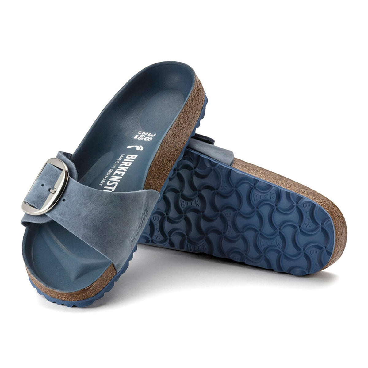 Birkenstock Madrid Big Buckle Oiled Leather Sandals - Blue - 1021488 - Narrow