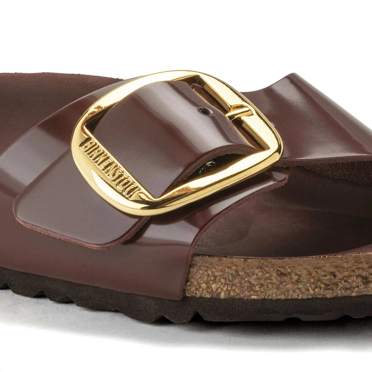 Birkenstock Madrid Big Buckle Patent Natural Leather Sandals - Chocolate - 1022523 - Regular