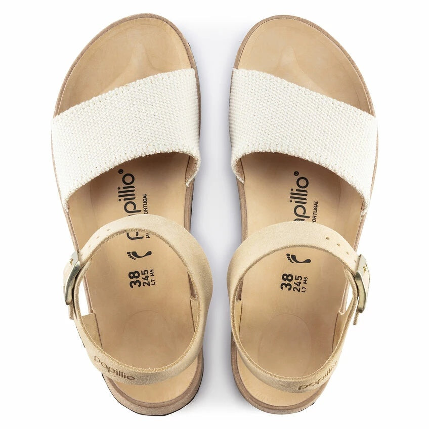 Birkenstock Glenda Suede Leather/Textile Sandals -  Almond - 1022852 - Narrow