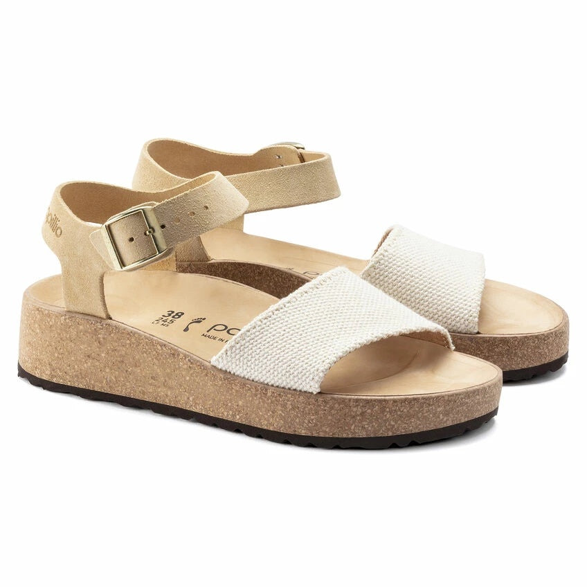 Birkenstock Glenda Suede Leather/Textile Sandals -  Almond - 1022852 - Narrow