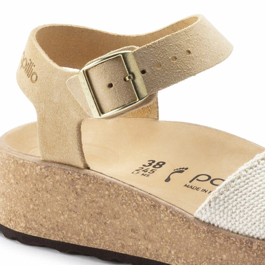 Birkenstock Glenda Suede Leather/Textile Sandals -  Almond - 1022852 - Narrow