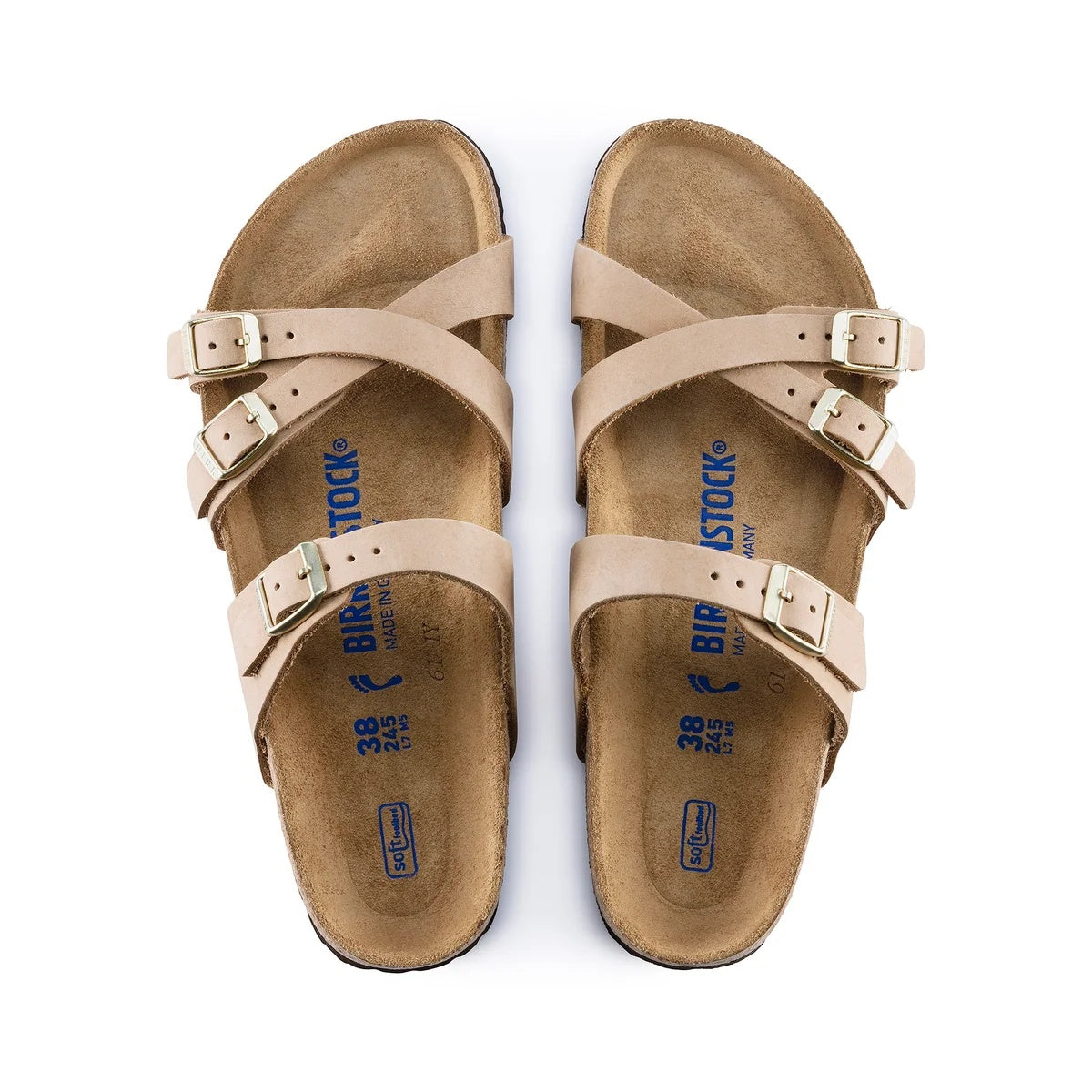 Birkenstock Franca Soft FootBed Nubuck Leather Sandals - Sandcastle - 1022956 - Regular