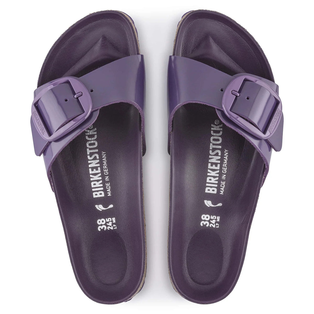 Birkenstock Madrid Big Buckle Patent Natural Leather Sandals - Acai - 1023205 - Narrow