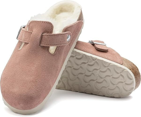 Birkenstock Boston Shearling Suede Leather Clogs - Pink Clay - 1023281 - Regular
