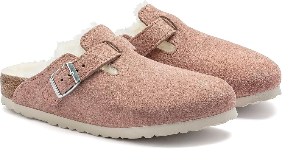 Birkenstock Boston Shearling Suede Leather Clogs - Pink Clay - 1023281 - Regular