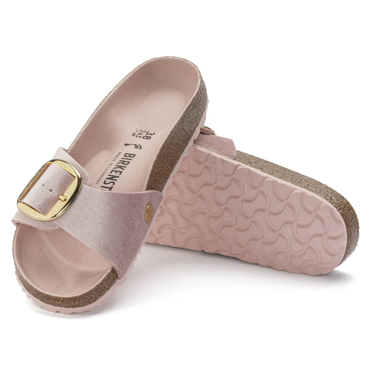 Birkenstock Madrid Big Buckle Rivet Logo Velvet EVA Sandals - Light Rose - 1023564 - Narrow
