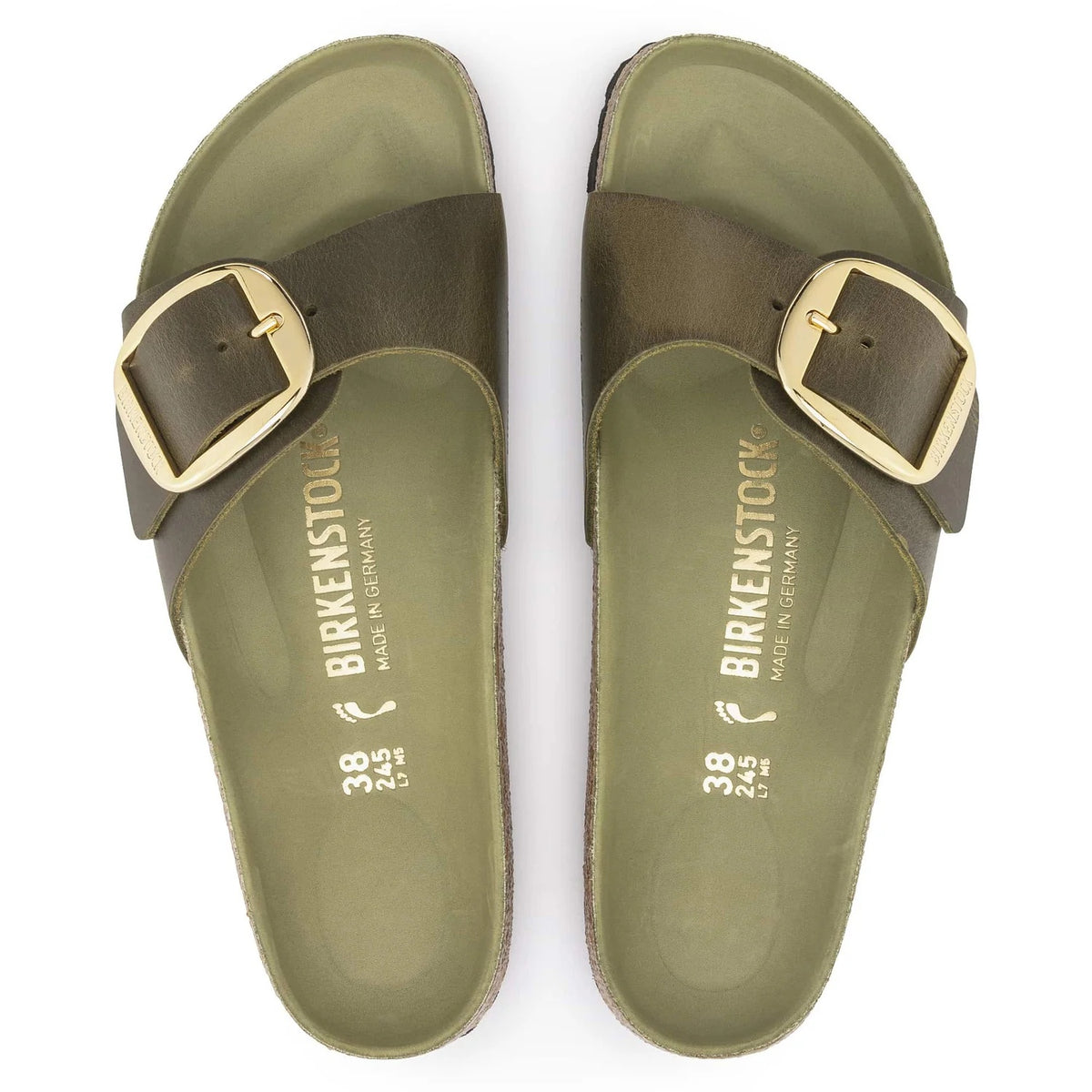 Birkenstock Madrid Big Buckle Natural Leather Sandals - Olive/Green Olive - 1024114 - Narrow