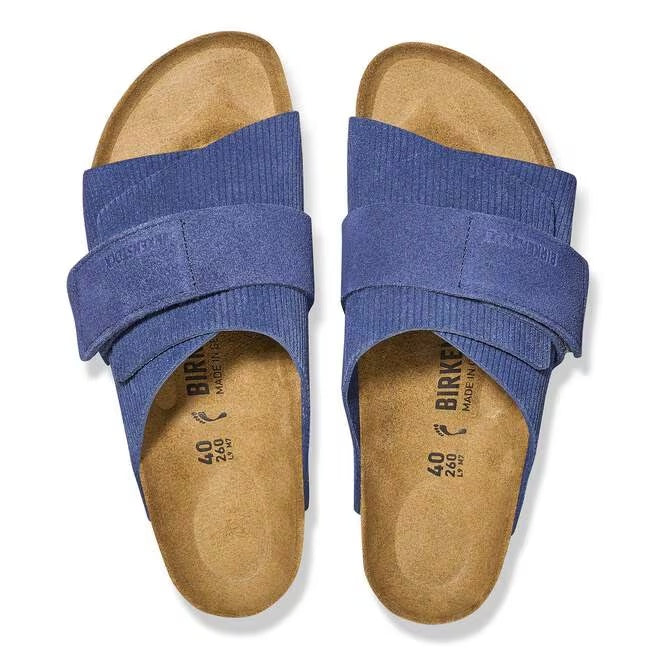 Birkenstock Kyoto Leather Emb Sandals - Corduroy Indigo - 1025704 - Narrow