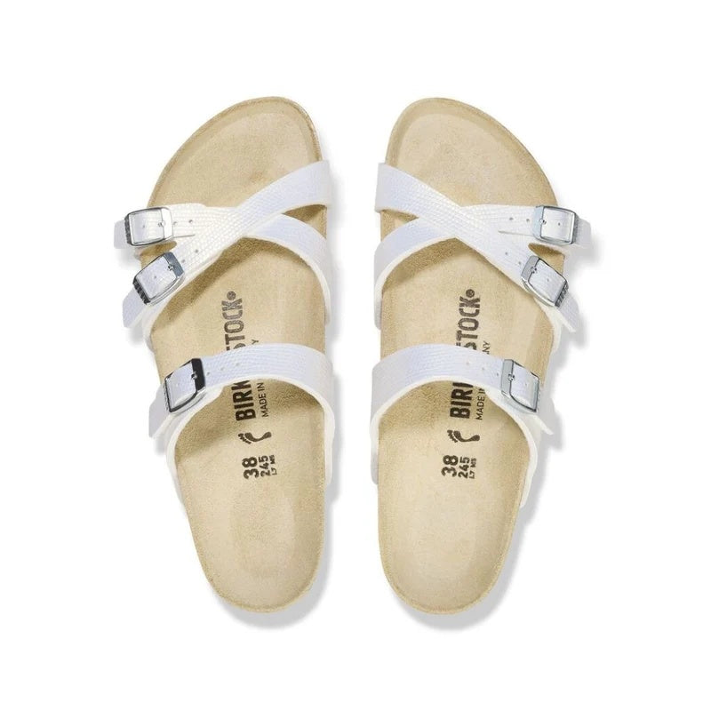 Birkenstock Franca Embossed Birko-Flor Sandals - Shiny Lizard White - 1026461 - Regular