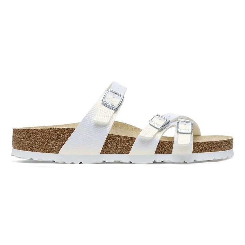 Birkenstock Franca Embossed Birko-Flor Sandals - Shiny Lizard White - 1026461 - Regular