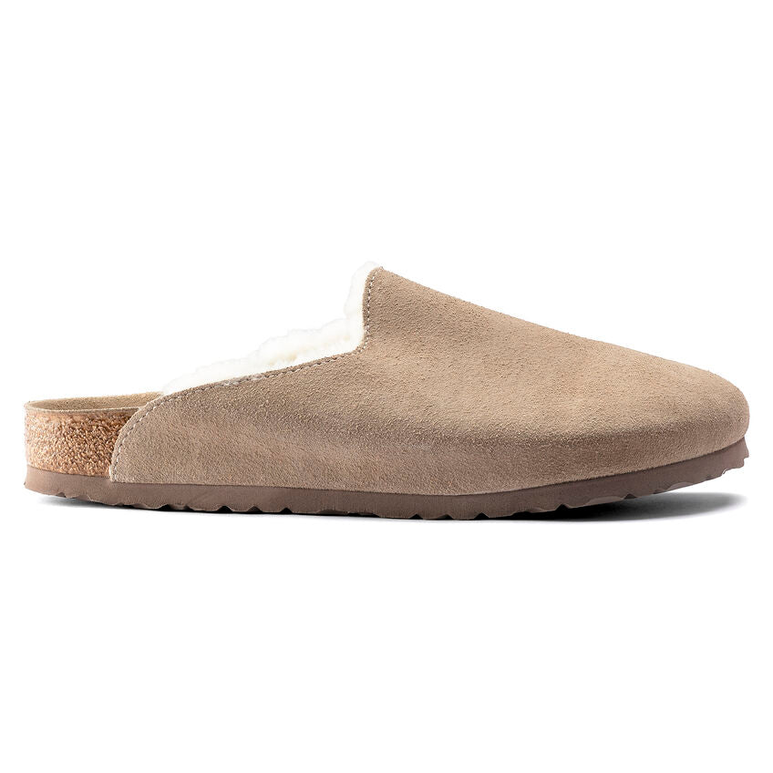 BIRKENSTOCK AMESTERDAM SHEARLING TAUPE SUEDE LEATHER REGULAR