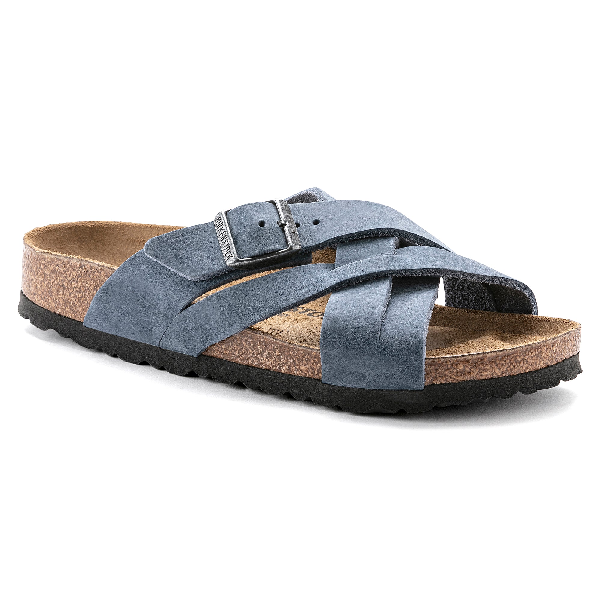 BIRKENSTOCK LUGANO NATURAL LEATHER OILED DUSTY BLUE REGULAR