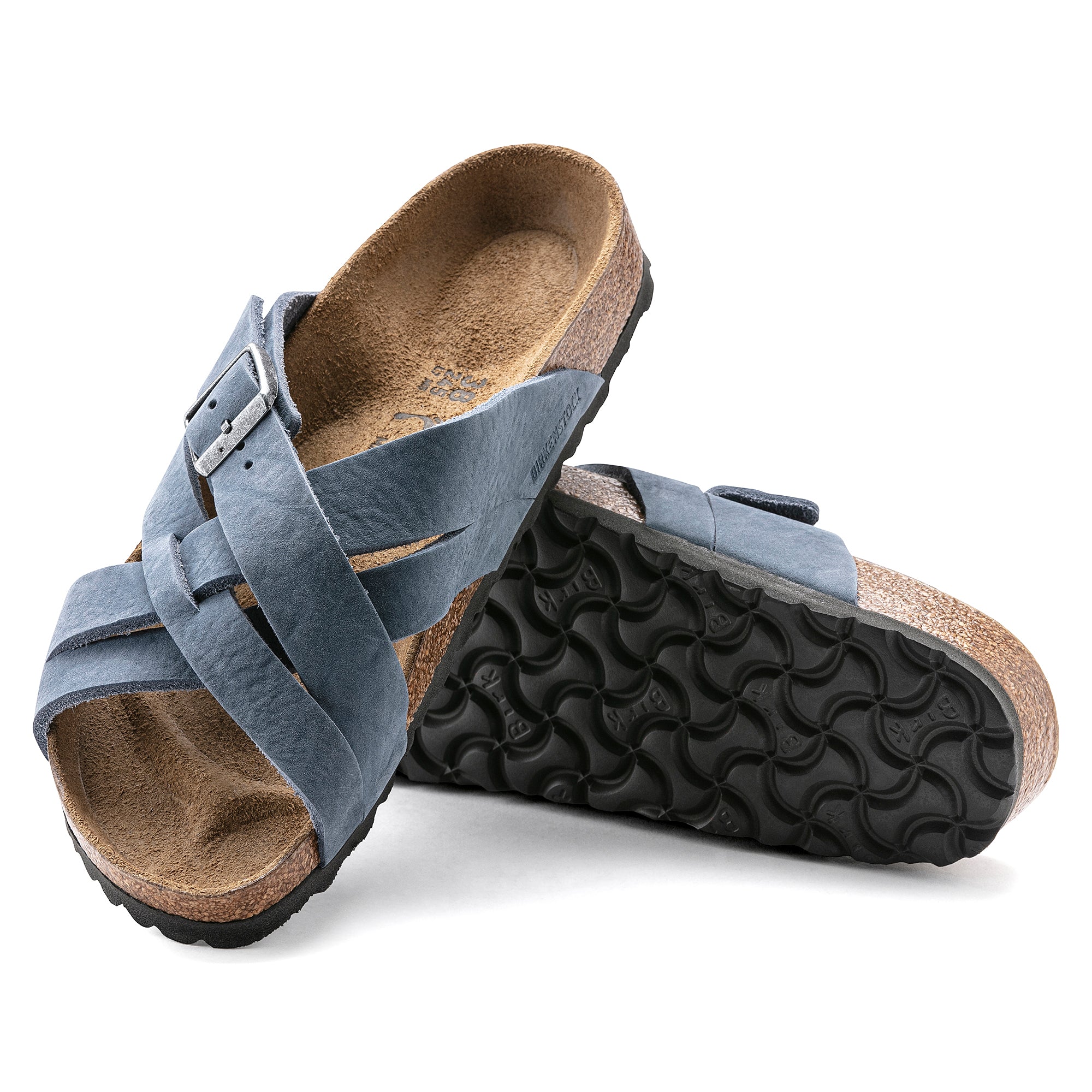 BIRKENSTOCK LUGANO NATURAL LEATHER OILED DUSTY BLUE REGULAR