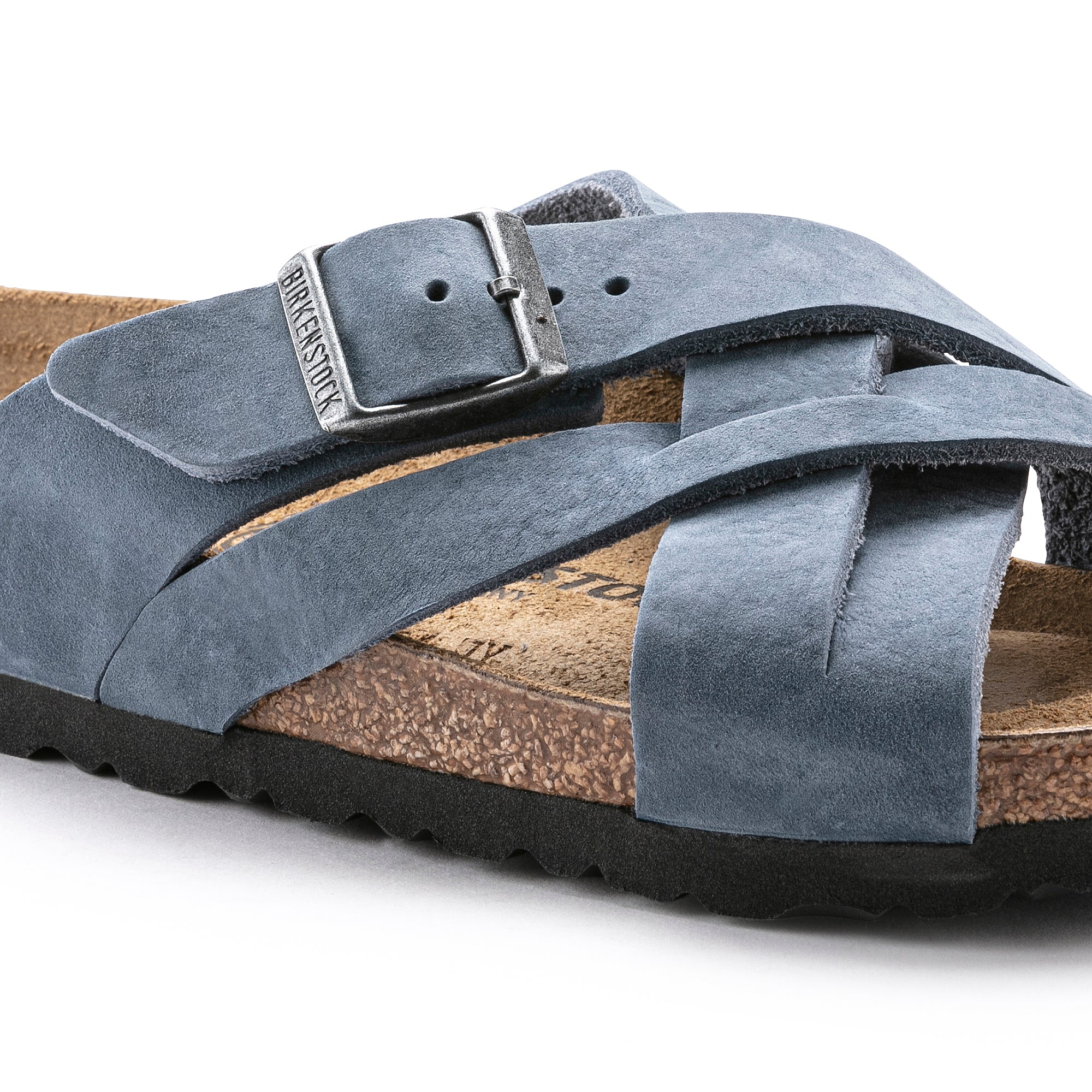 BIRKENSTOCK LUGANO NATURAL LEATHER OILED DUSTY BLUE REGULAR