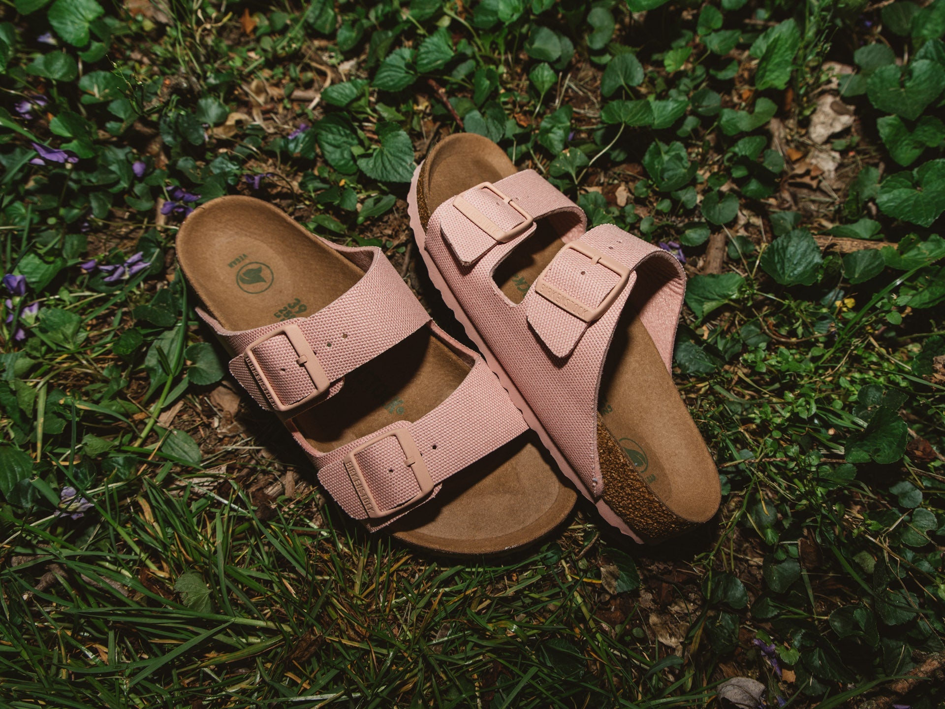 BIRKENSTOCK ARIZONA VEGAN SOFT PINK TEXTILE NARROW