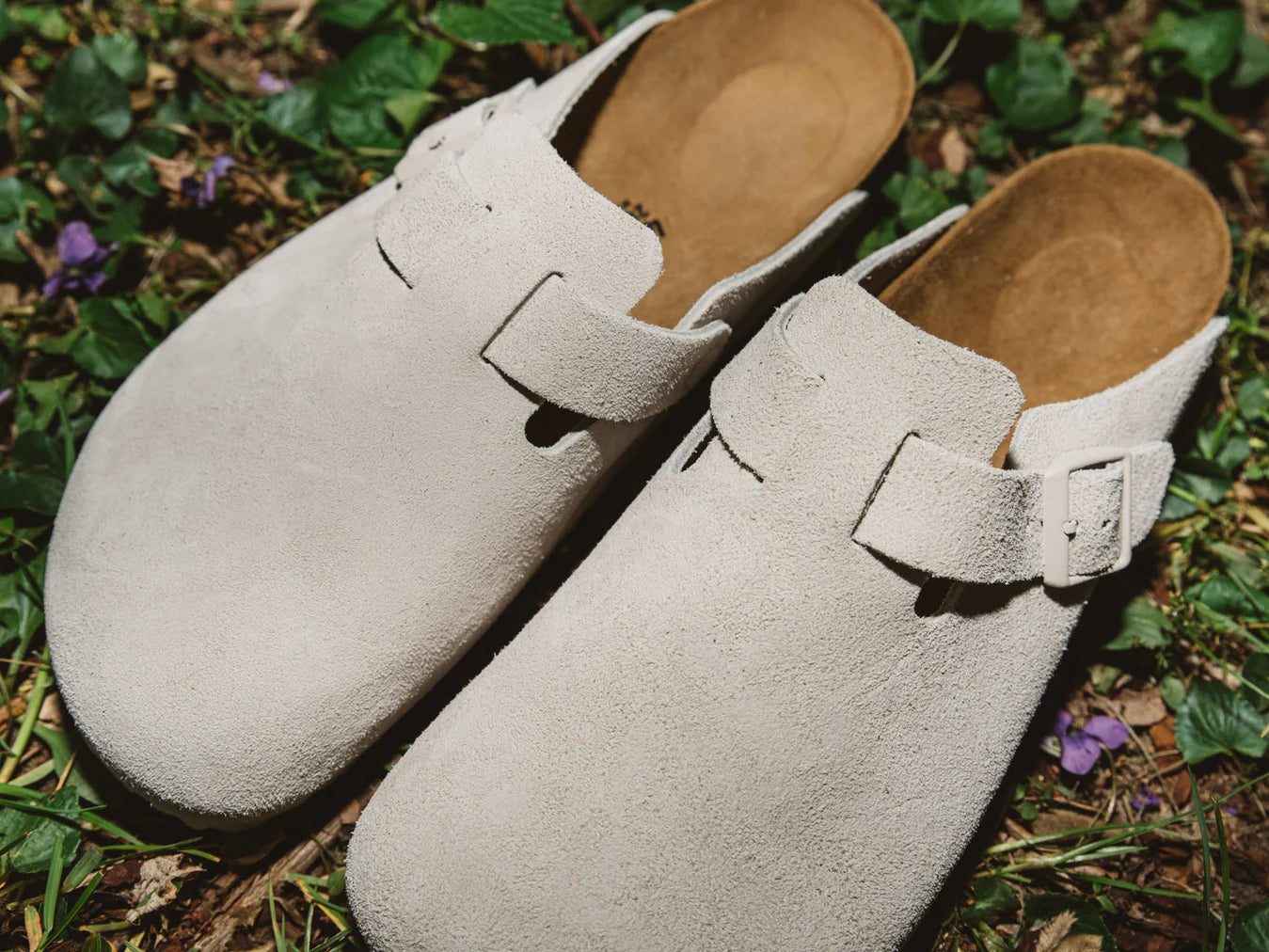 BIRKENSTOCK BOSTON ANTIQUE WHITE SUEDE REGULAR