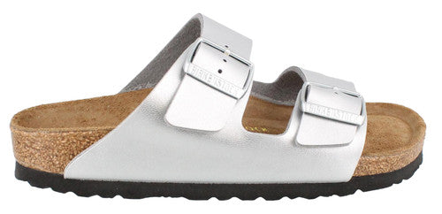 BIRKENSTOCK ARIZONA SOFT FOOTBED SILVER BIRKO FLOR