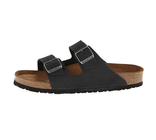 BIRKENSTOCK ARIZONA SOFT FOOTBED BLACK OIL LEATHER REGULAR