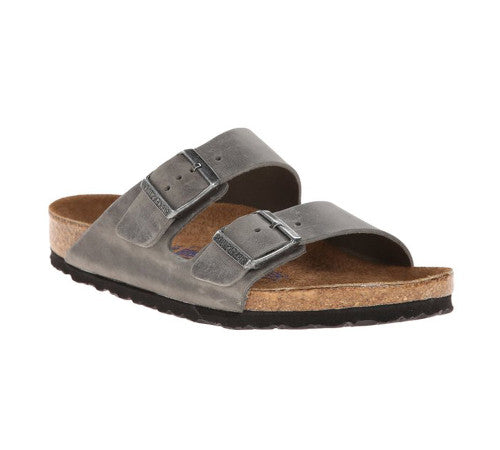 BIRKENSTOCK ARIZONA SOFT FOOTBED IRON OIL LEATHER REGULAR