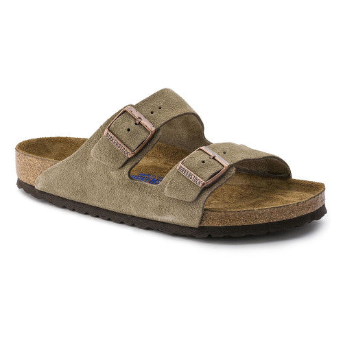 BIRKENSTOCK ARIZONA TAUPE SUEDE SOFT FOOTBED REGULAR