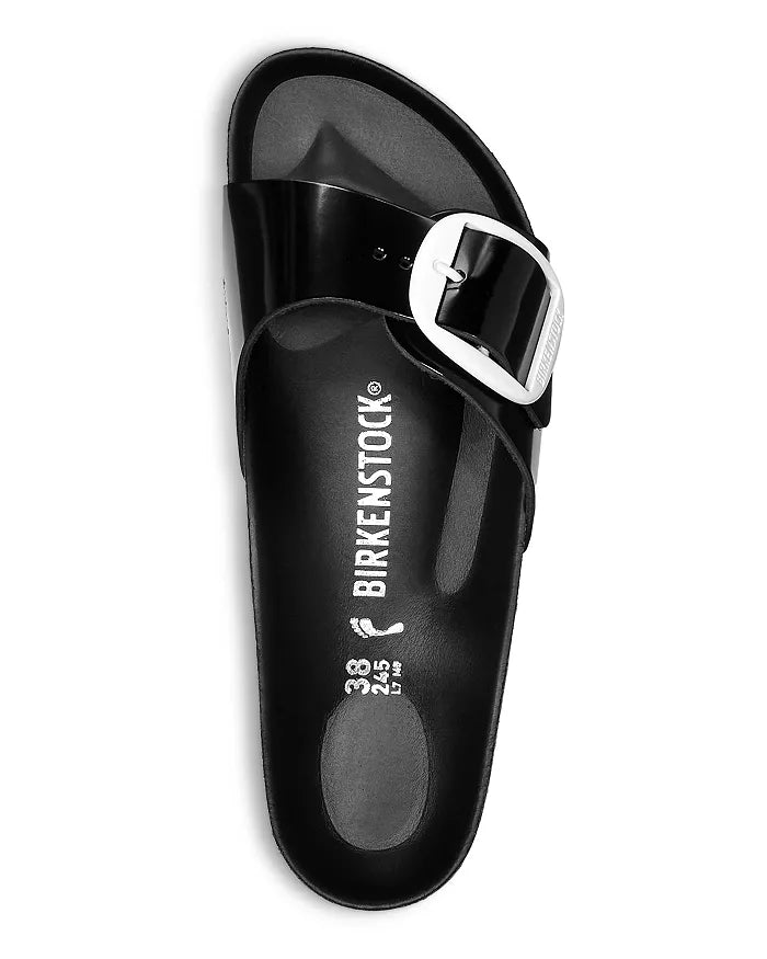 BIRKENSTOCK MADRID BIG BUCKLE HIGH SHINE BLACK WHITE LEATHER