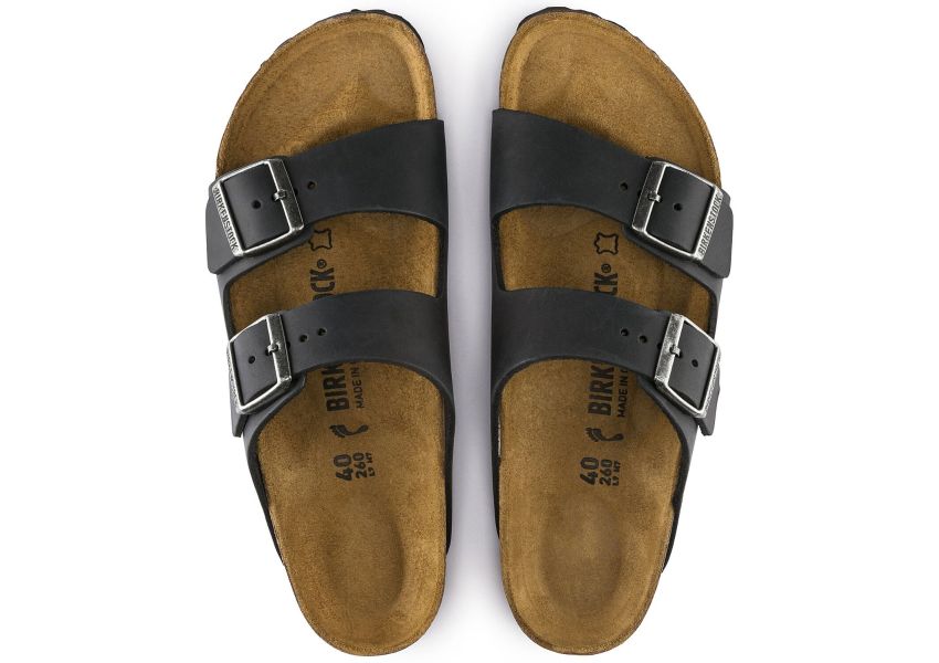 BIRKENSTOCK ARIZONA BLACK OIL LEATHER REGULAR