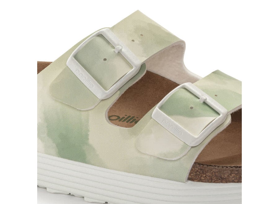 BIRKENSTOCK ARIZONA PLATFORM VEGAN WATERCOLOR KHAKI BIRKI FLOR NARROW