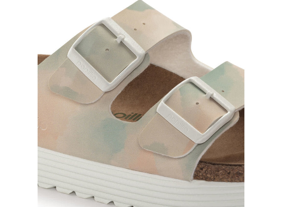 BIRKENSTOCK ARIZONA PLATFORM VEGAN WATERCOLOR PINK BIRKI FLOR NARROW