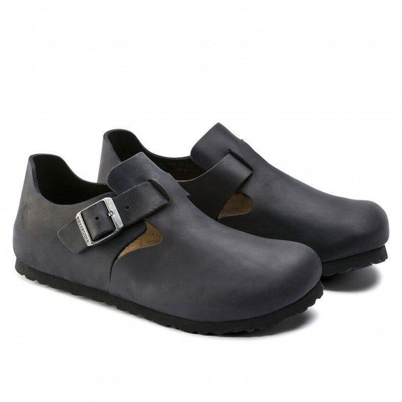 BIRKENSTOCK LONDON BLACK OILED LEATHER NARROW