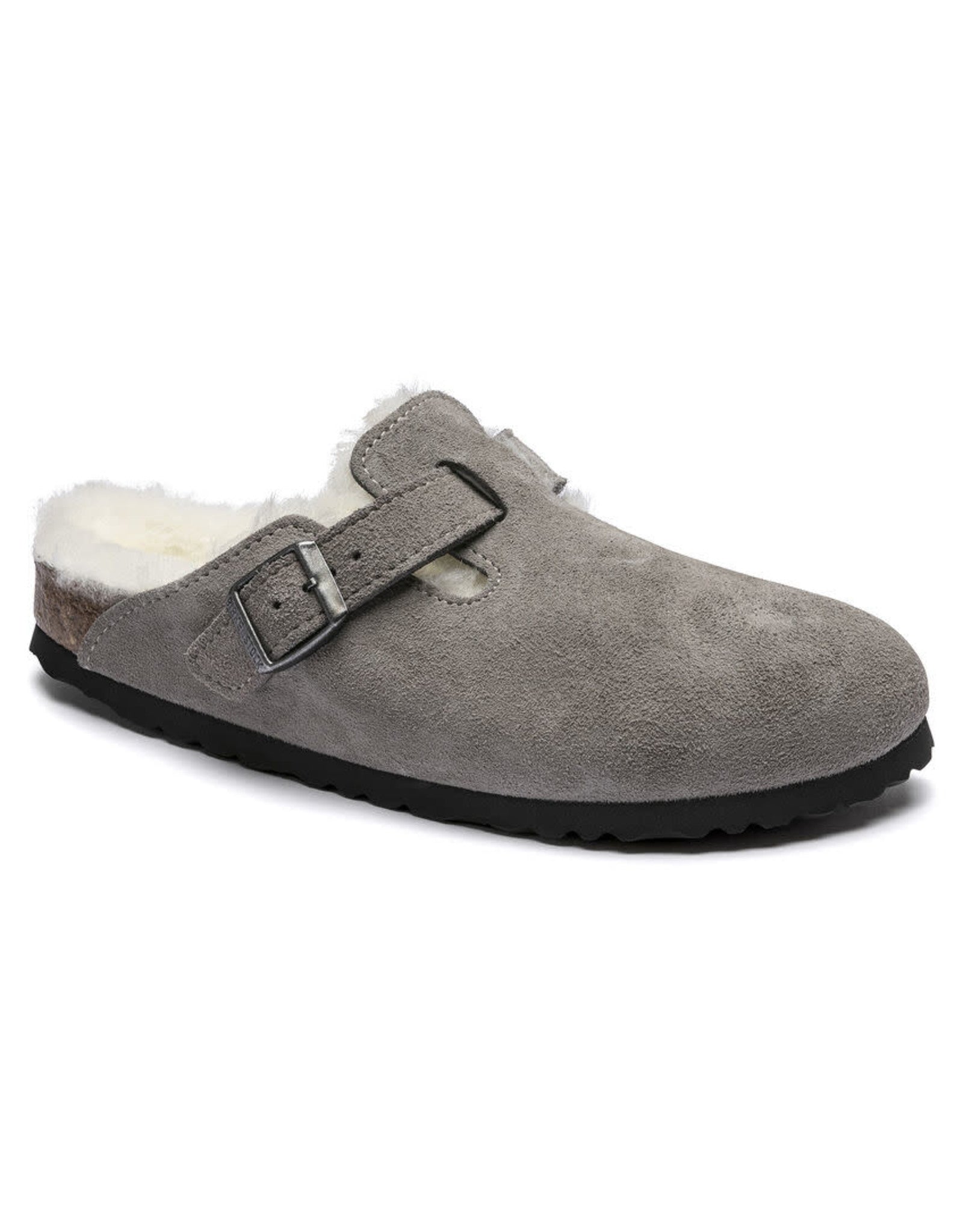 BIRKENSTOCK BOSTON STONE SUEDE SHEARLING NARROW